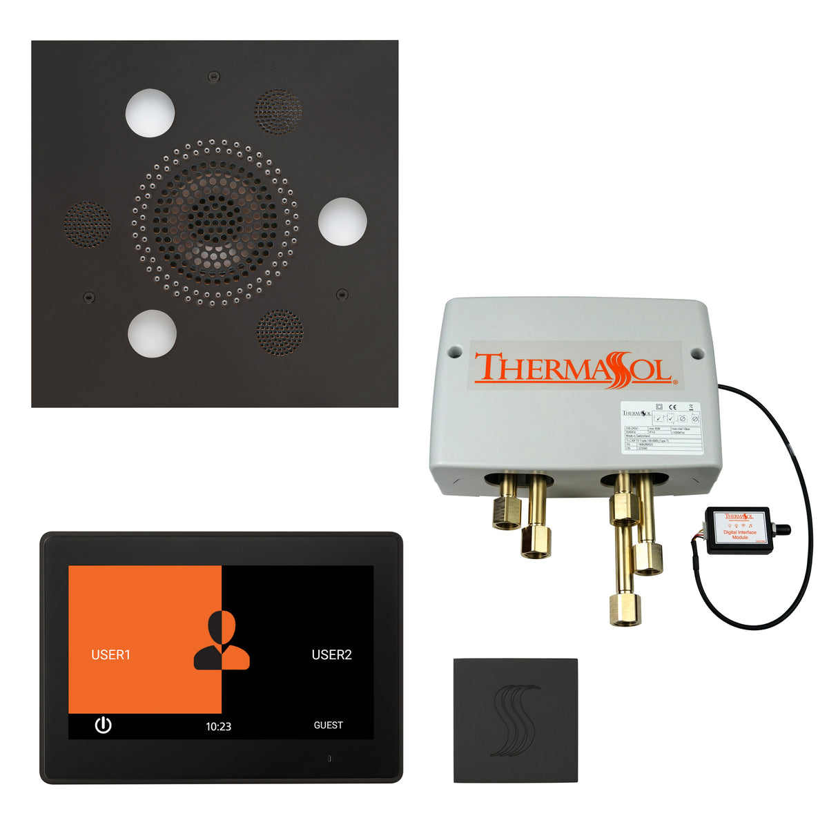 ThermaSol ThermaTouch 10" Control Serenity Rainhead Total Steam Shower Package, Square