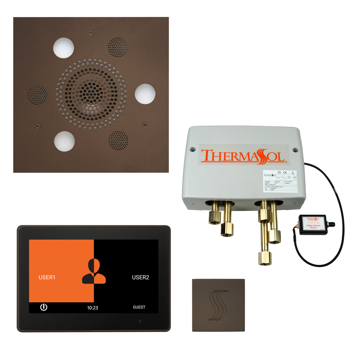 ThermaSol ThermaTouch 10" Control Serenity Rainhead Total Steam Shower Package, Square