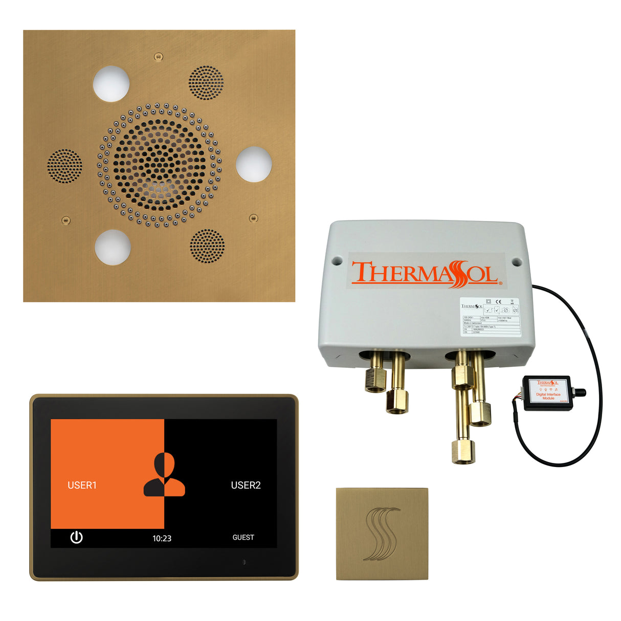 ThermaSol ThermaTouch 10" Control Serenity Rainhead Total Steam Shower Package, Square