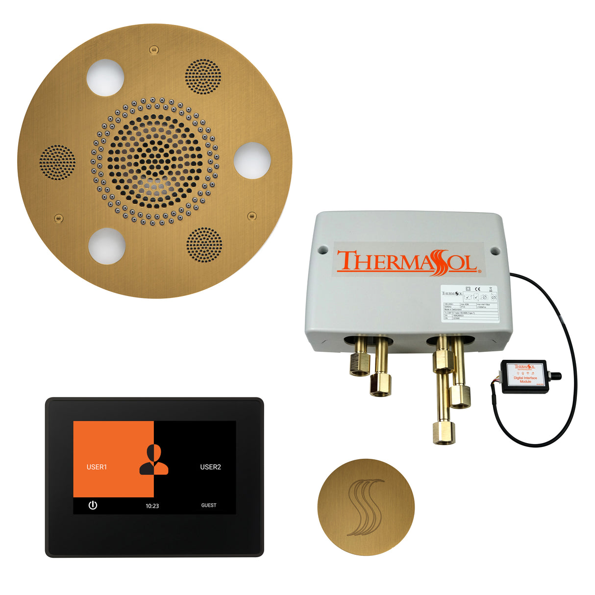 ThermaSol ThermaTouch 7" Control Serenity Rainhead Total Steam Shower Package, Round
