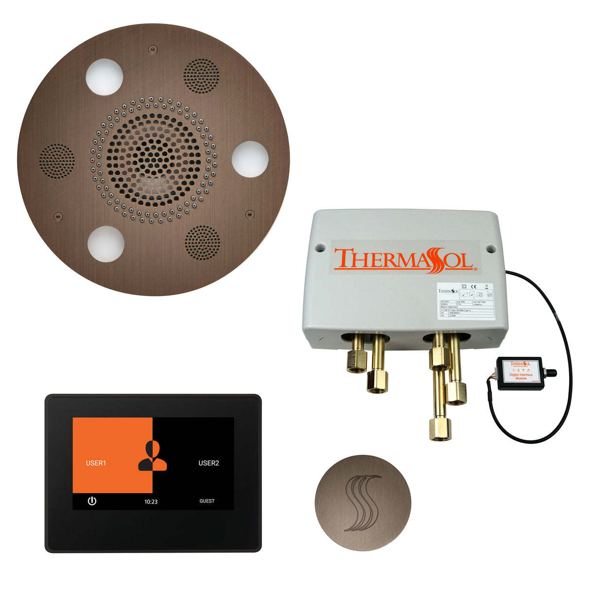 ThermaSol ThermaTouch 7" Control Serenity Rainhead Total Steam Shower Package, Round