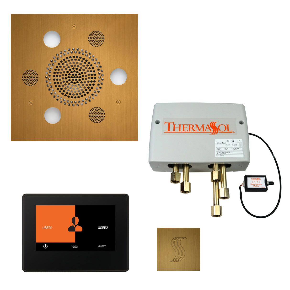 ThermaSol ThermaTouch 7" Control Serenity Rainhead Total Steam Shower Package, Square
