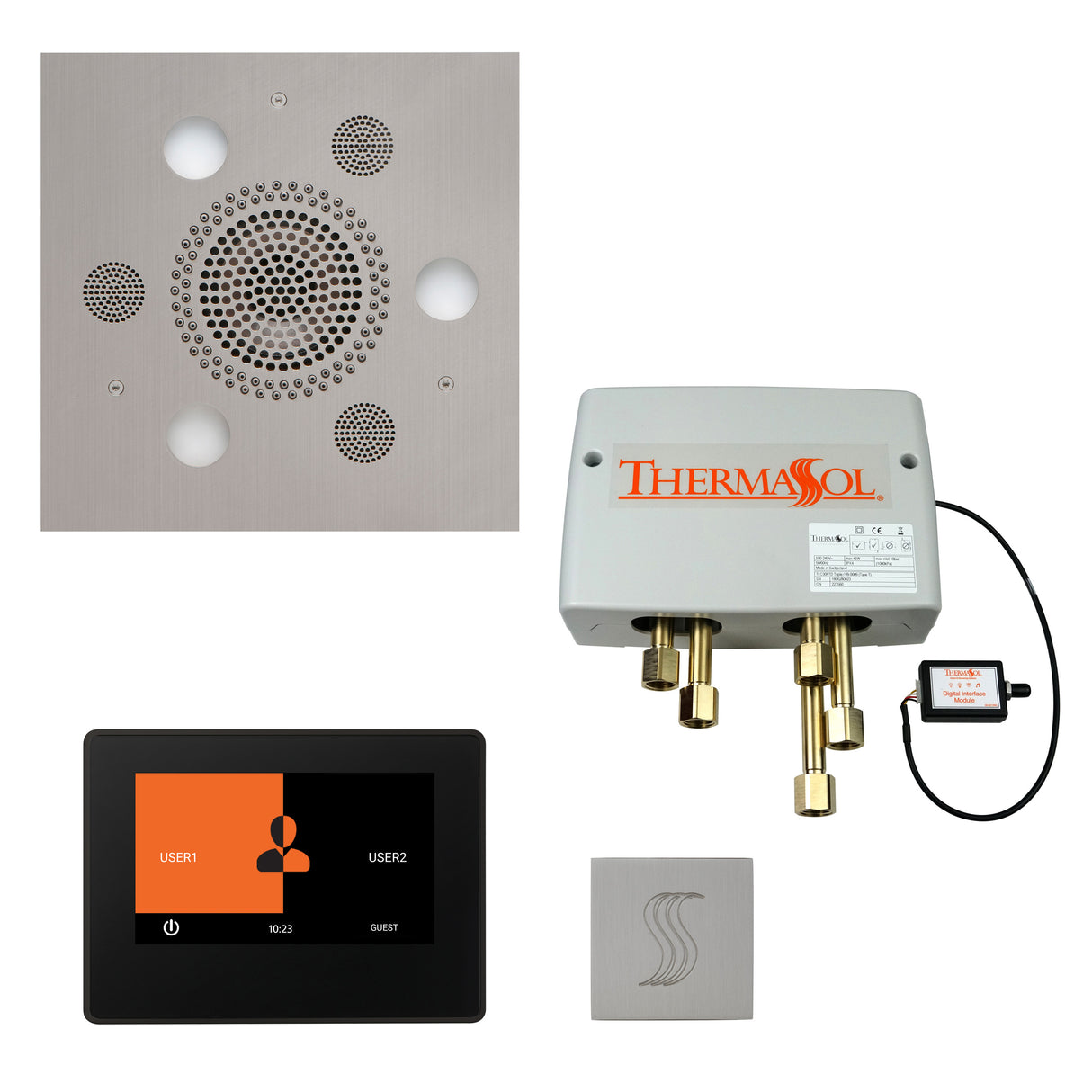 ThermaSol ThermaTouch 7" Control Serenity Rainhead Total Steam Shower Package, Square