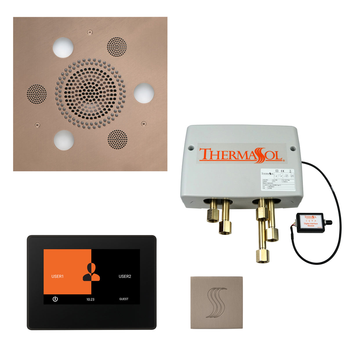 ThermaSol ThermaTouch 7" Control Serenity Rainhead Total Steam Shower Package, Square