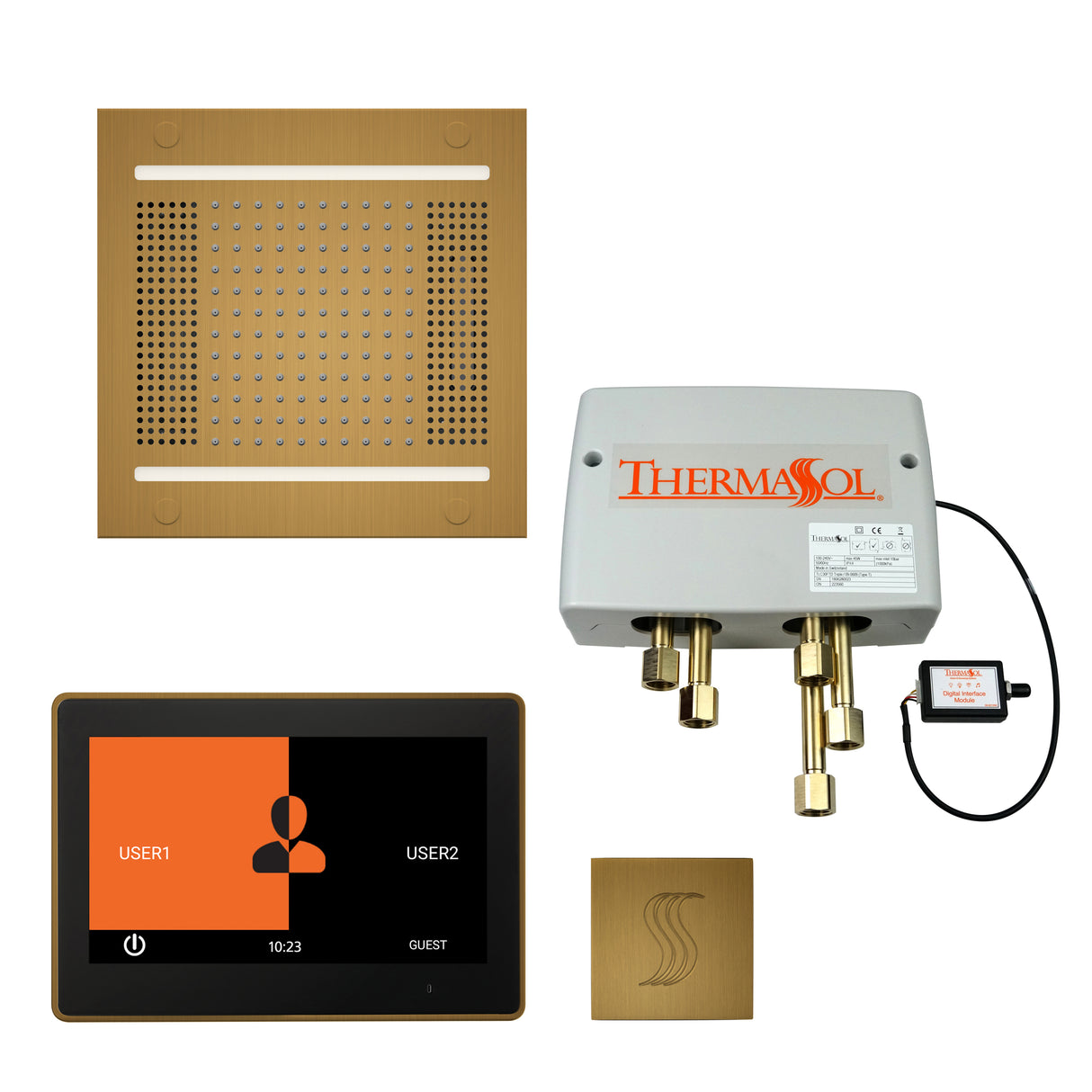 ThermaSol ThermaTouch 10" Control HydroVive 14" Rainhead Total Steam Shower Package