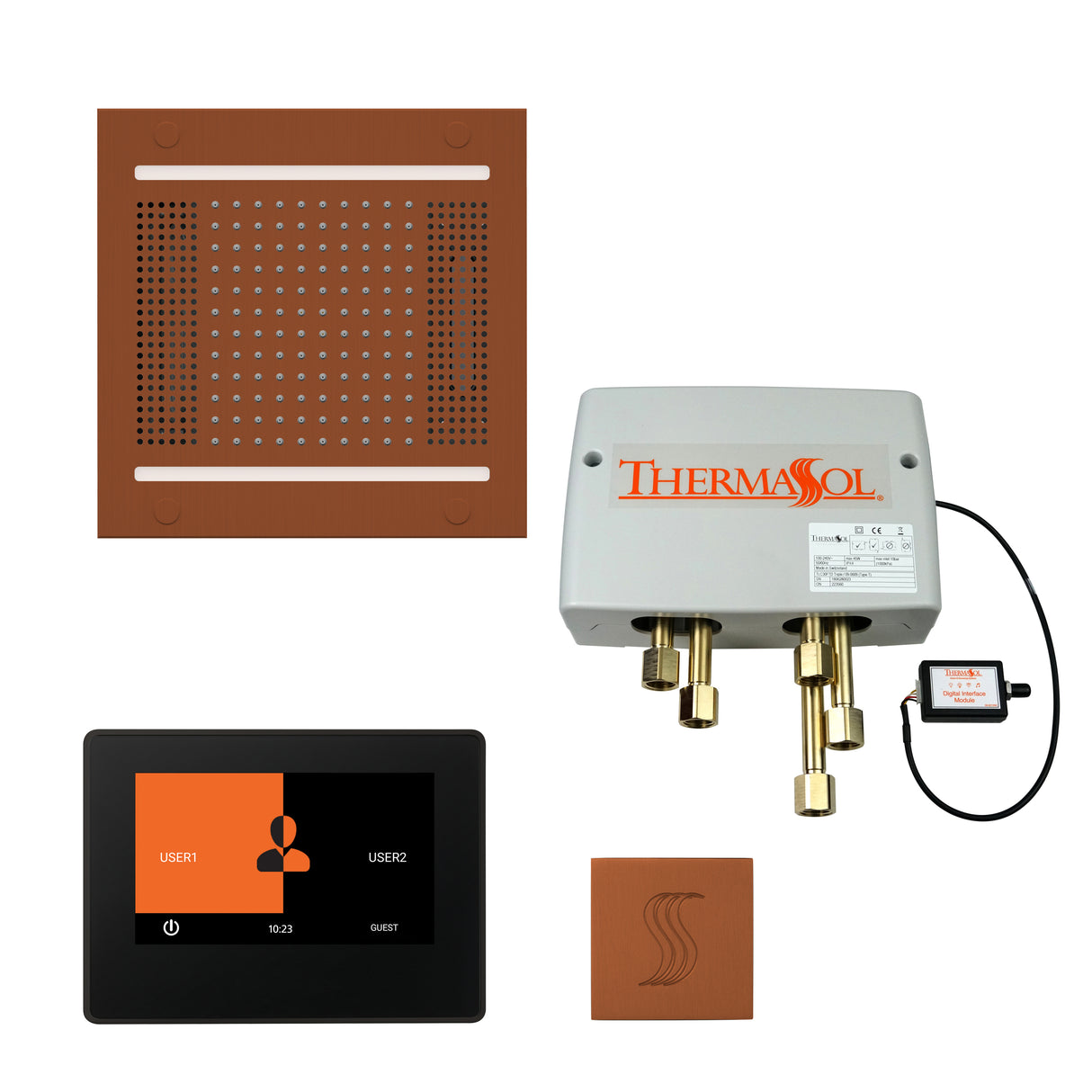 ThermaSol ThermaTouch 7" Control HydroVive 14" Rainhead Total Steam Shower Package