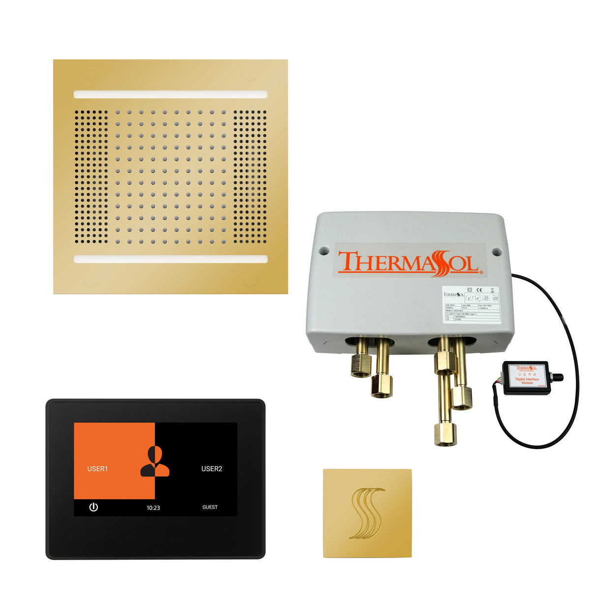 ThermaSol ThermaTouch 7" Control HydroVive 14" Rainhead Total Steam Shower Package
