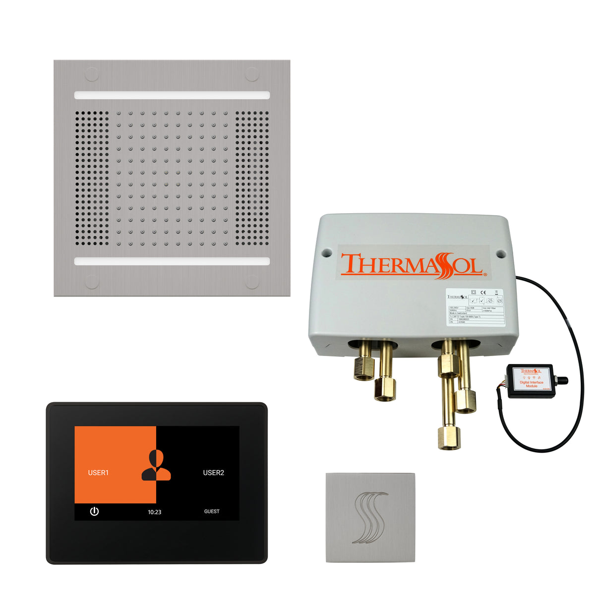 ThermaSol ThermaTouch 7" Control HydroVive 14" Rainhead Total Steam Shower Package