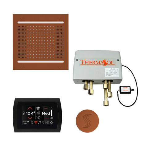 ThermaSol SignaTouch 5" Control HydroVive 14"in Rainhead Total Steam Shower Package, Square