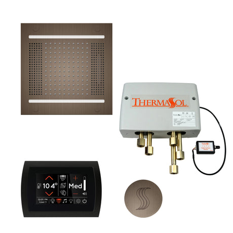 ThermaSol SignaTouch 5" Control HydroVive 14"in Rainhead Total Steam Shower Package, Square