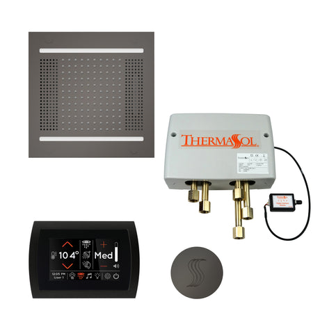 ThermaSol SignaTouch 5" Control HydroVive 14"in Rainhead Total Steam Shower Package, Square
