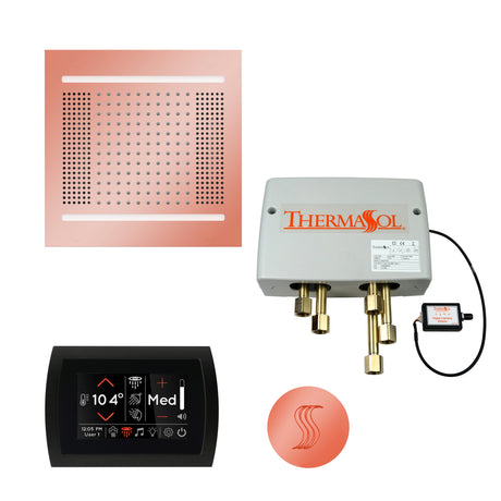 ThermaSol SignaTouch 5" Control HydroVive 14"in Rainhead Total Steam Shower Package, Square