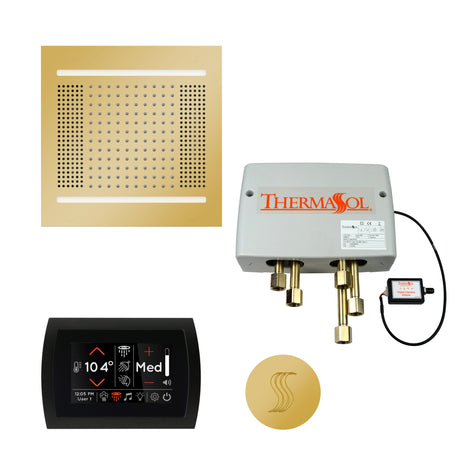 ThermaSol SignaTouch 5" Control HydroVive 14"in Rainhead Total Steam Shower Package, Square