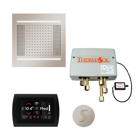 ThermaSol SignaTouch 5" Control HydroVive 14"in Rainhead Total Steam Shower Package, Square