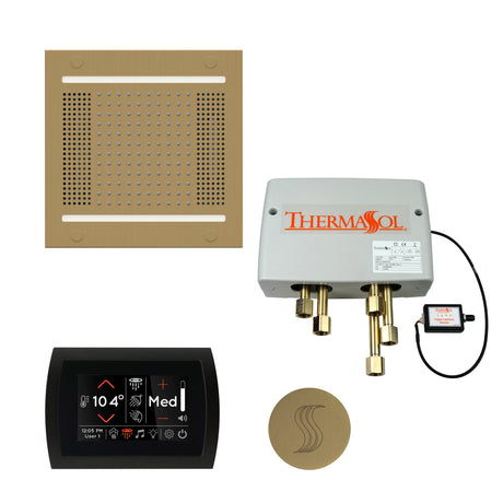 ThermaSol SignaTouch 5" Control HydroVive 14"in Rainhead Total Steam Shower Package, Square
