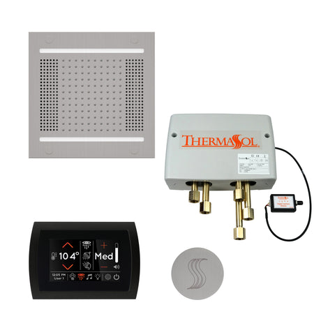 ThermaSol SignaTouch 5" Control HydroVive 14"in Rainhead Total Steam Shower Package, Square
