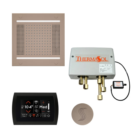 ThermaSol SignaTouch 5" Control HydroVive 14"in Rainhead Total Steam Shower Package, Square