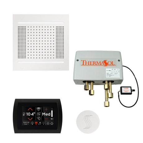 ThermaSol SignaTouch 5" Control HydroVive 14"in Rainhead Total Steam Shower Package, Square
