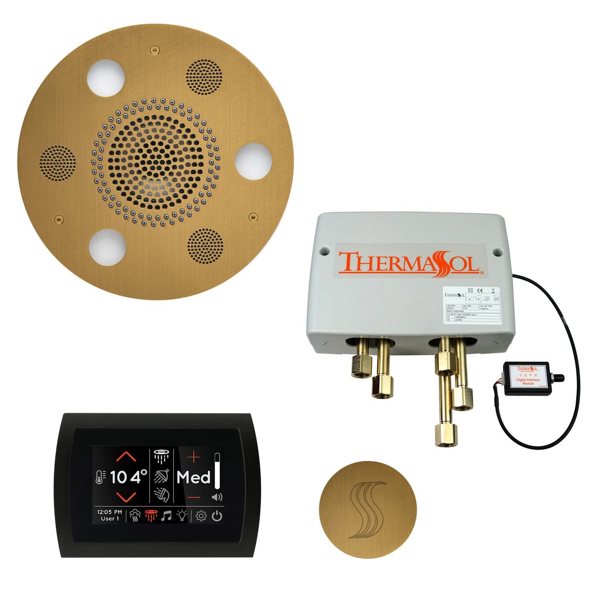 ThermaSol SignaTouch 5" Control with Round Serenity Rainhead Total Steam Shower Package