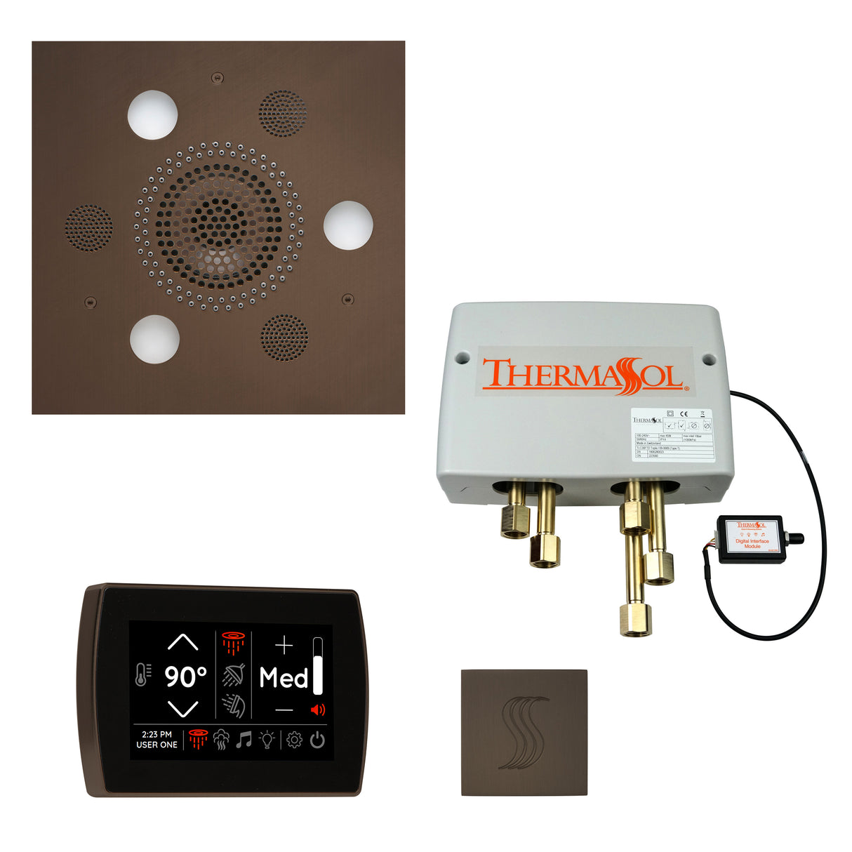ThermaSol SignaTouch 5" Control with Square Serenity Rainhead Total Steam Shower Package
