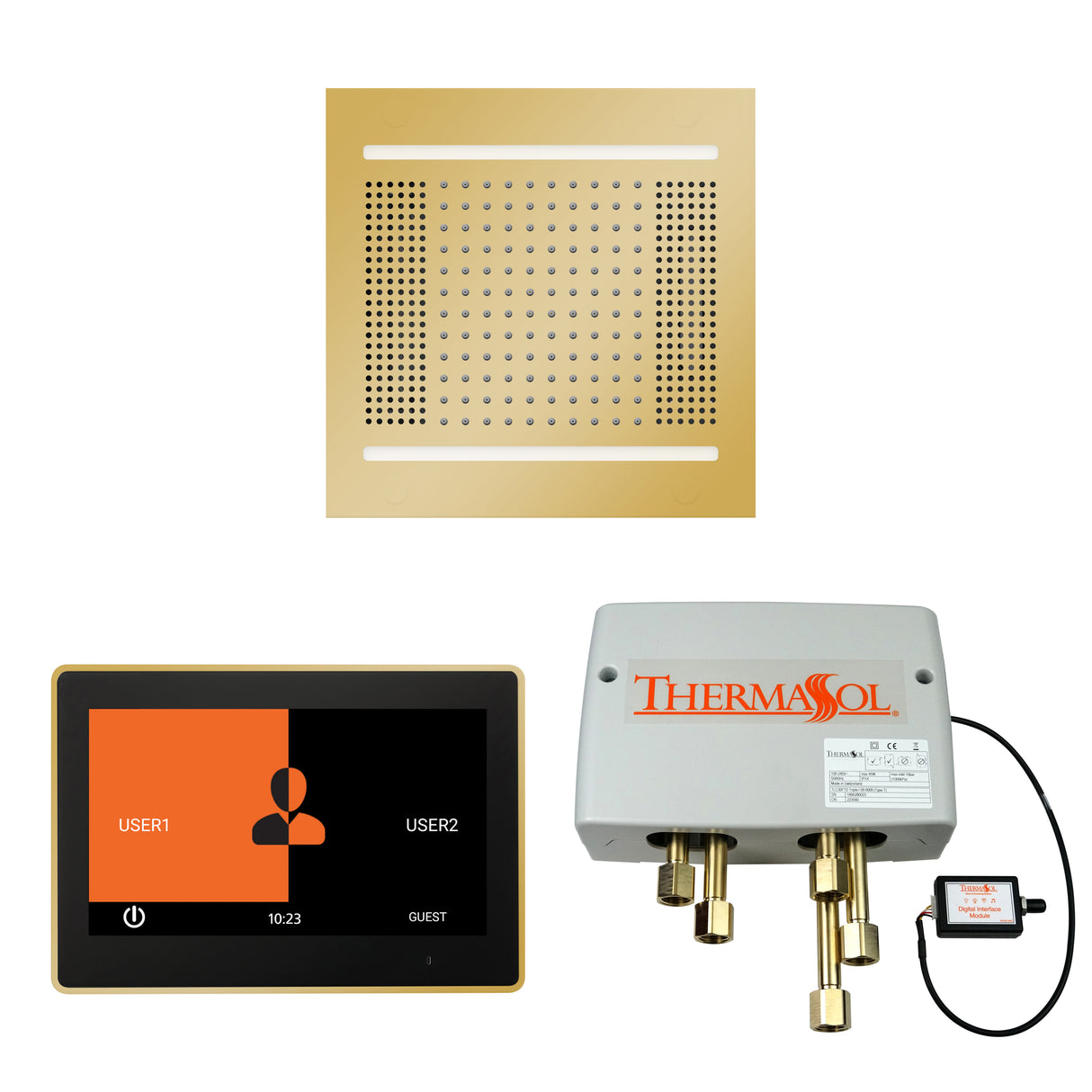 ThermaSol ThermaTouch 10" Control, HydroVive 14" Rainhead, and Digital Shower Valve Package