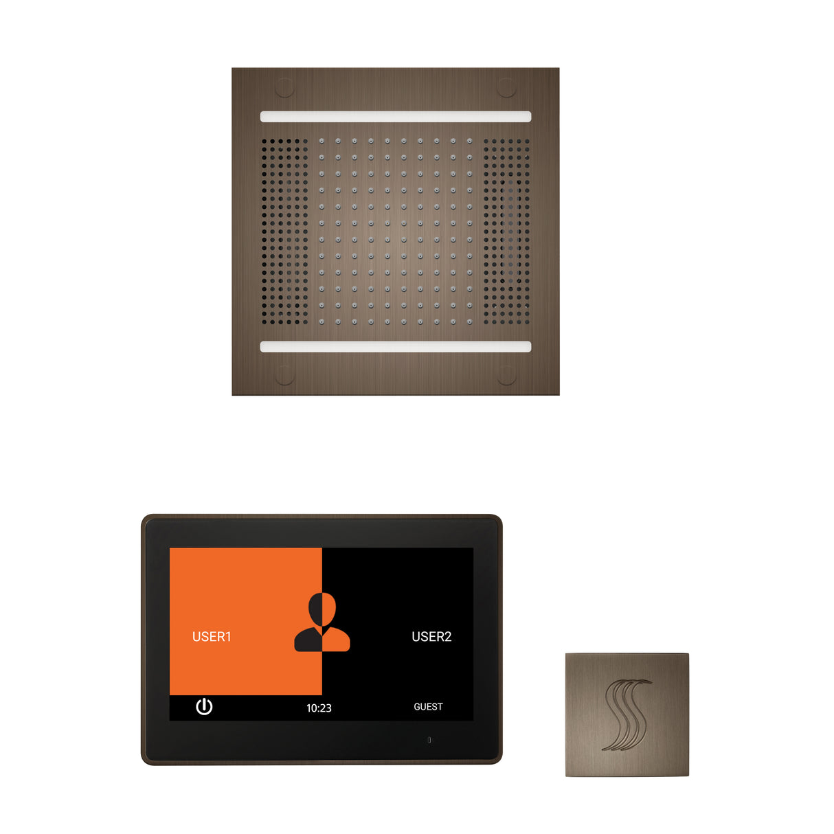 ThermaSol ThermaTouch 10" Steam Control, HydroVive 14" Square, and SteamVection Shower Package