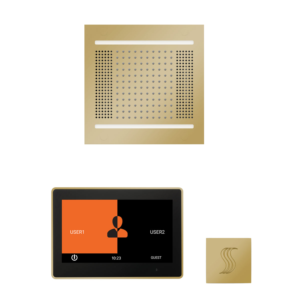 ThermaSol ThermaTouch 10" Steam Control, HydroVive 14" Square, and SteamVection Shower Package