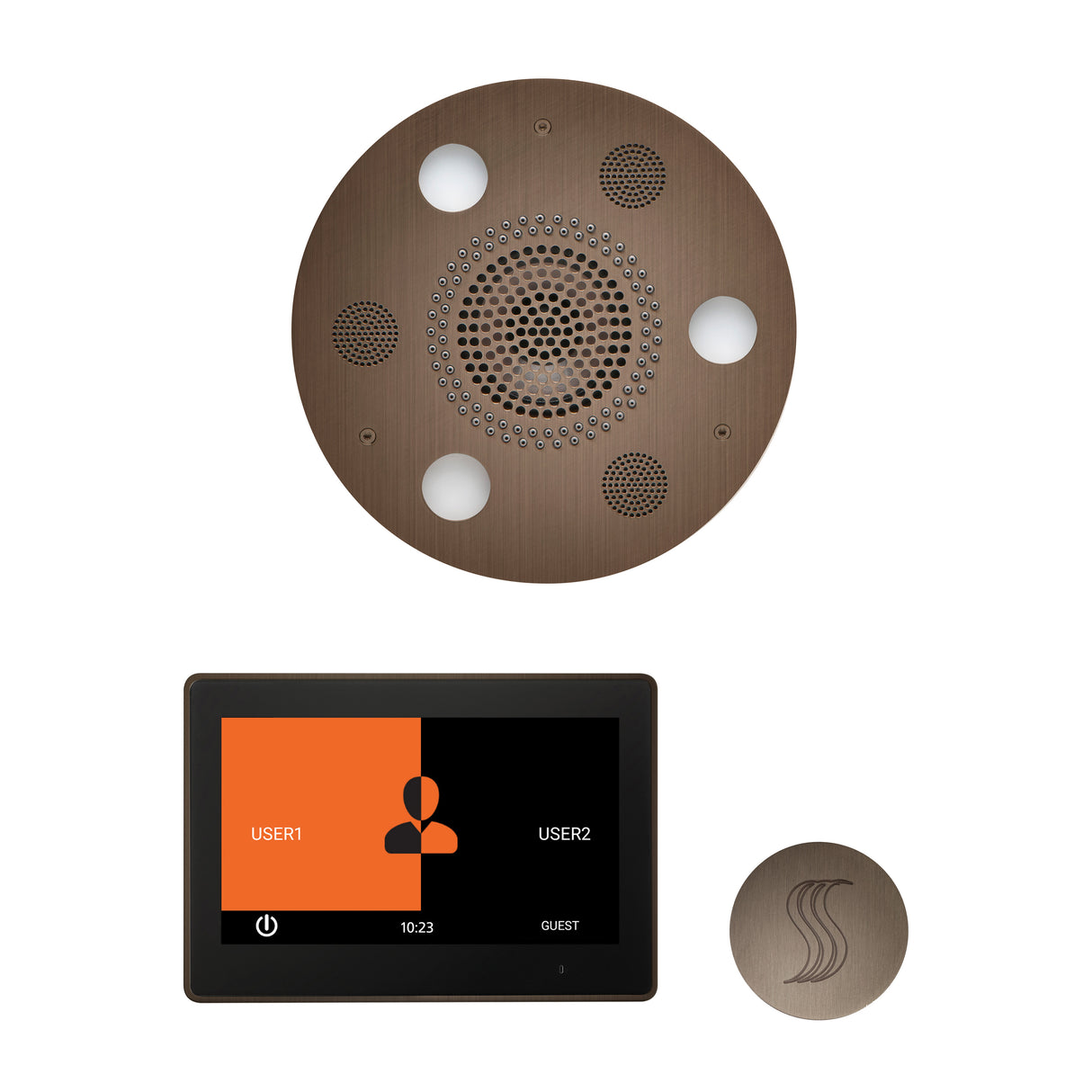 ThermaSol ThermaTouch 10" Steam Control, Serenity Round Rainhead, and SteamVection Shower Package