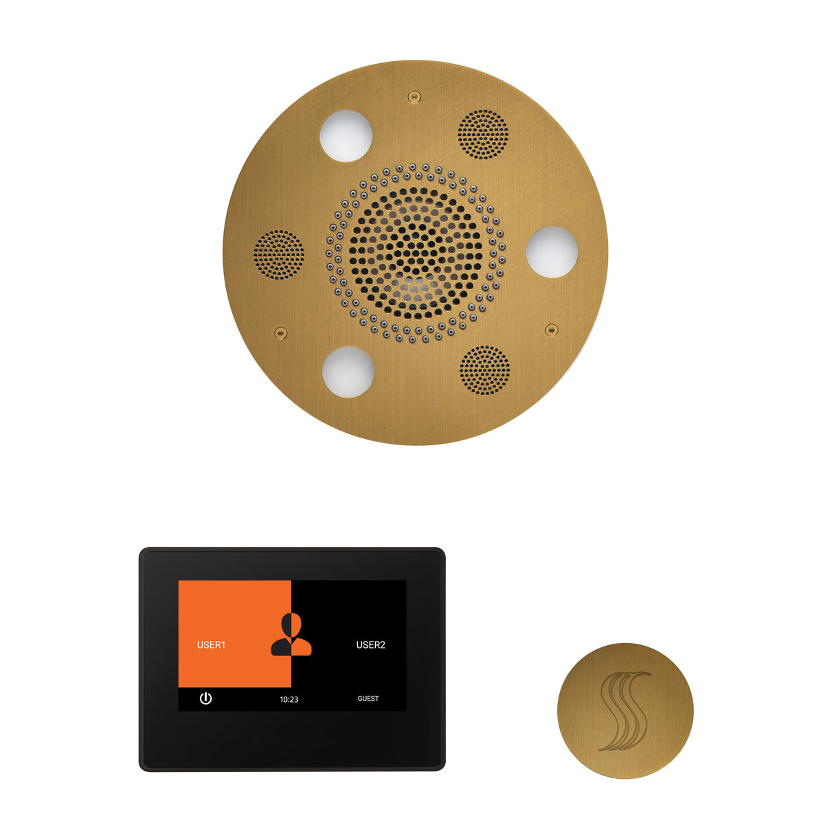 ThermaSol ThermaTouch 7" Steam Control, Serenity Round Rainhead, and SteamVection Shower Package