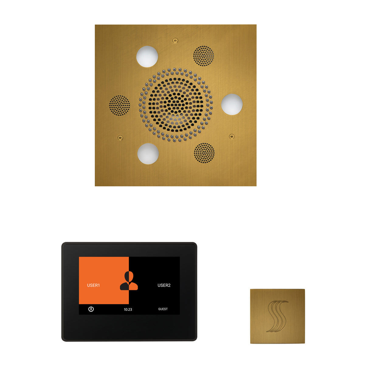 ThermaSol ThermaTouch 7" Steam Control, Serenity Square Rainhead, and SteamVection Shower Package