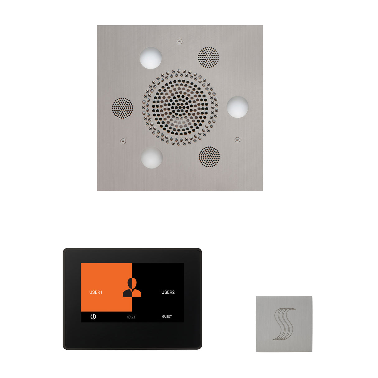 ThermaSol ThermaTouch 7" Steam Control, Serenity Square Rainhead, and SteamVection Shower Package
