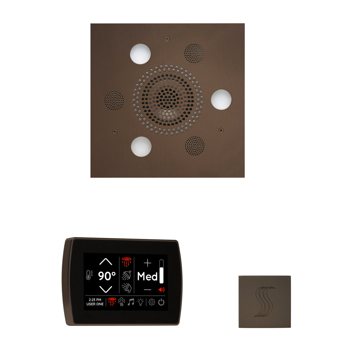 ThermaSol SignaTouch 5" Recessed Control, Square Serenity Rainhead, and SteamVection Shower Package